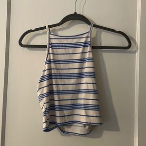 White and blue striped tank top